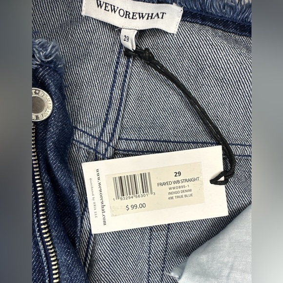 WeWoreWhat Women’s Jeans Size 29 NWT Frayed WB Straight  Indigo Blue Wide Leg - Picture 8 of 9